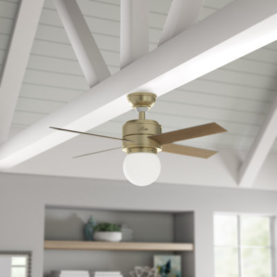 44" Hepburn 4 - Blade Standard Ceiling Fan with Wall Control and Light Kit Included