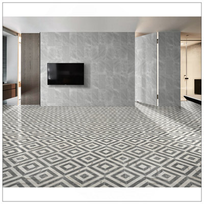 Carreaux de marbre poli jet d'eau 12 po x 12 po, blanc et gris, pour planchers et murs, pierre naturelle, marbre véritable et véritable, 8 pièces par boîte