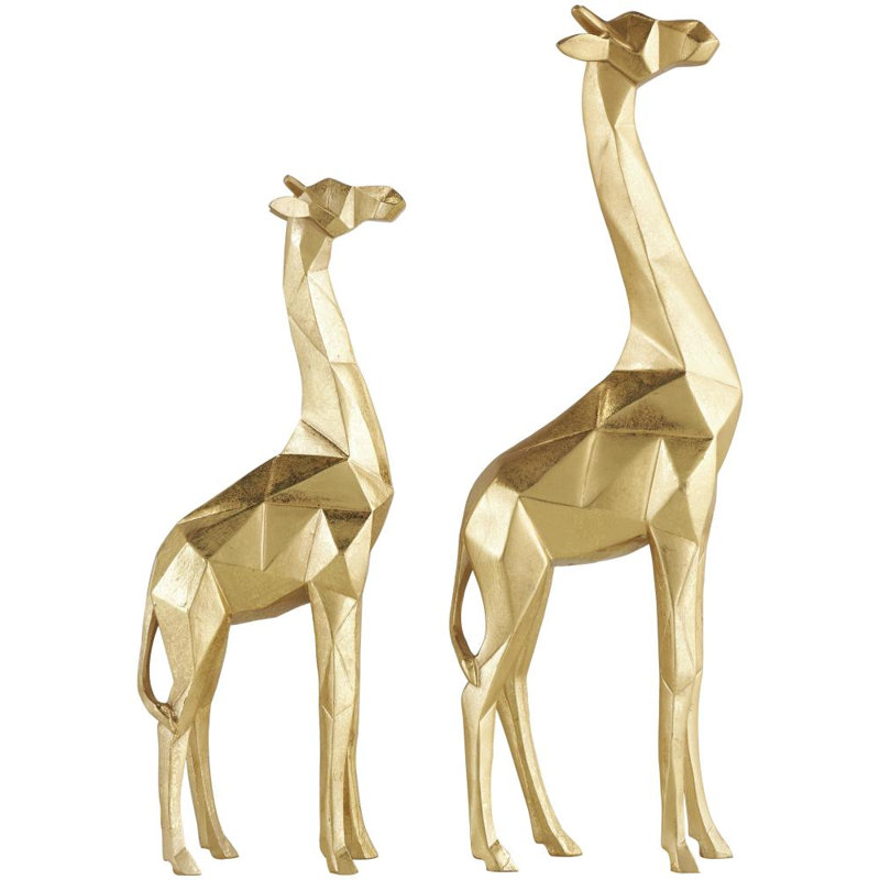 Ensemble de 2 sculptures girafes CosmoLiving par Cosmopolitan Gold Polystone, Doré