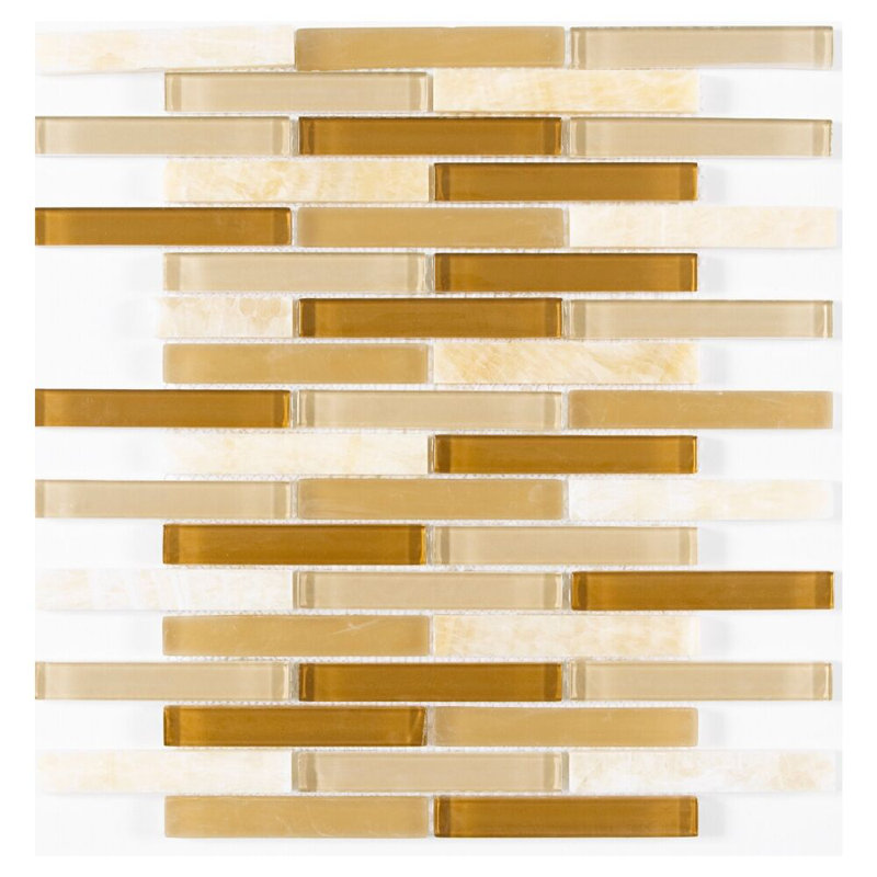 Victory 1" x 2" Glass Linear Mosaic Wall & Floor Tile, Beige