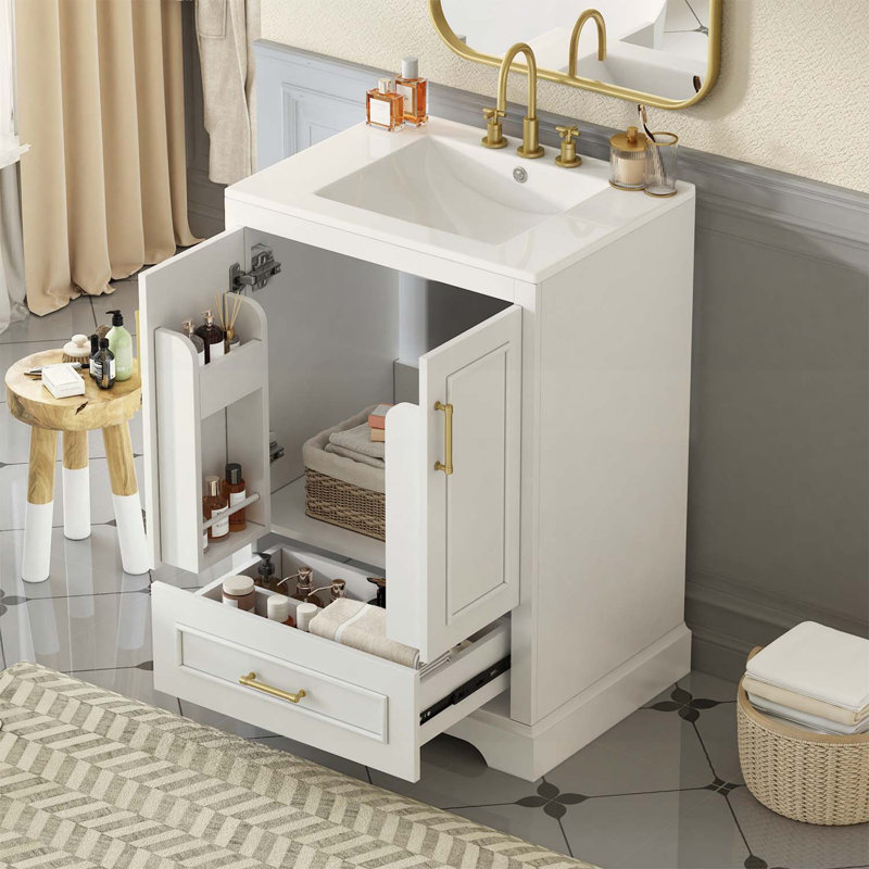 Bathroom Vanity with Sink,Divided Drawer,and Soft Close Doors for Modern Bathrooms, White