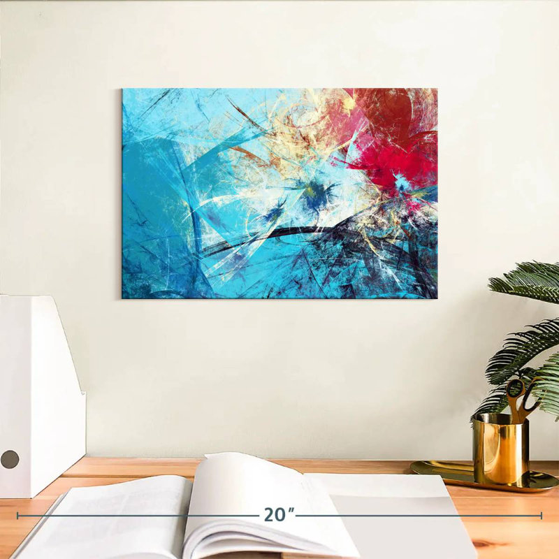 Avery Red And Blue Abstract, 8" H x 12" W