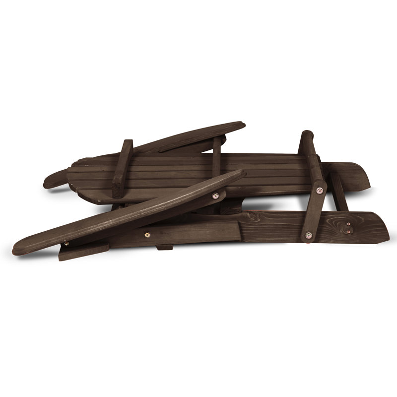 Chaise Adirondack pliante en bois massif pour l'extérieur Philbrick, Brun foncé