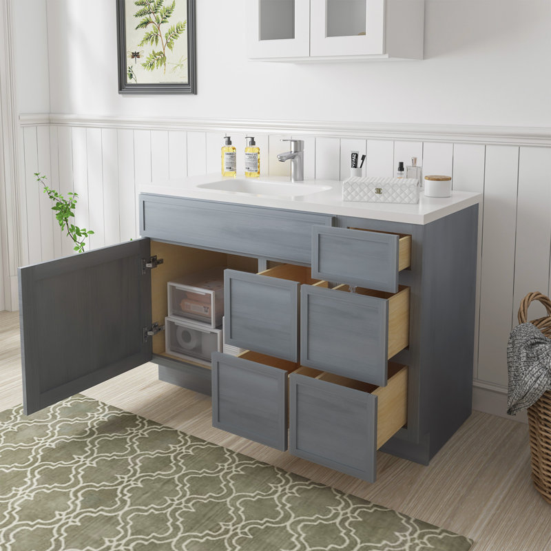 Base de meuble-lavabo simple 48 po seulement, Argent argent