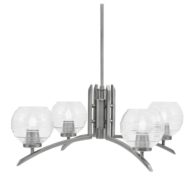 Lustre lumineux en verre nervuré de 6 po Kurve, Graphite, H 58,25 po x l 27,5 po x P 27,5 po, 4