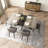 55.11'' -70.86" Retro Rectangular Stretch Dining Table Carole Top With Black Embossed Center Plate Fine Sand Cross Iron Foot Base Dining Table, With Storage Box.-1911333492