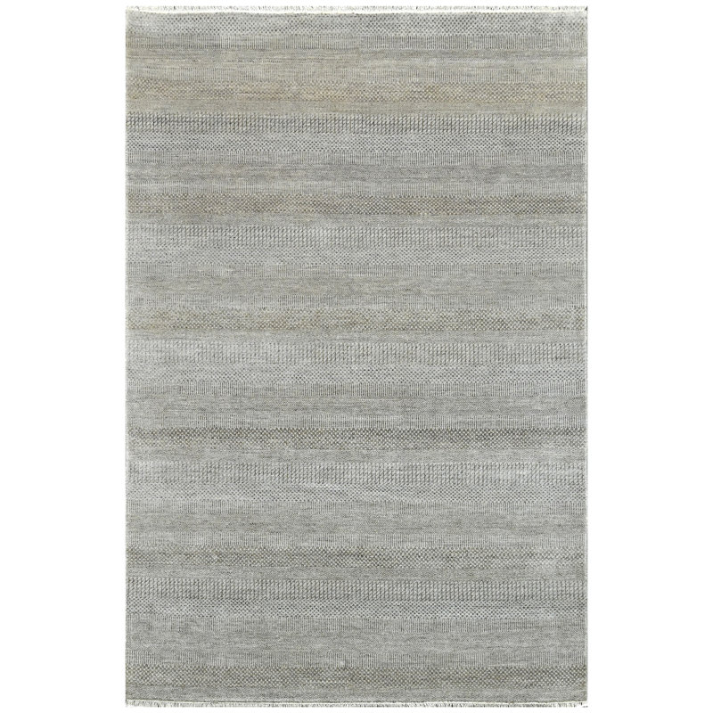 Tapis argenté et naturel de haute qualité noué à la main