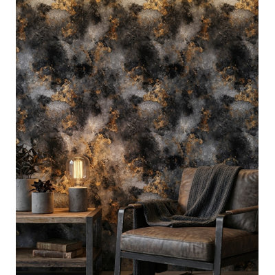 Papier peint marbre or moderne