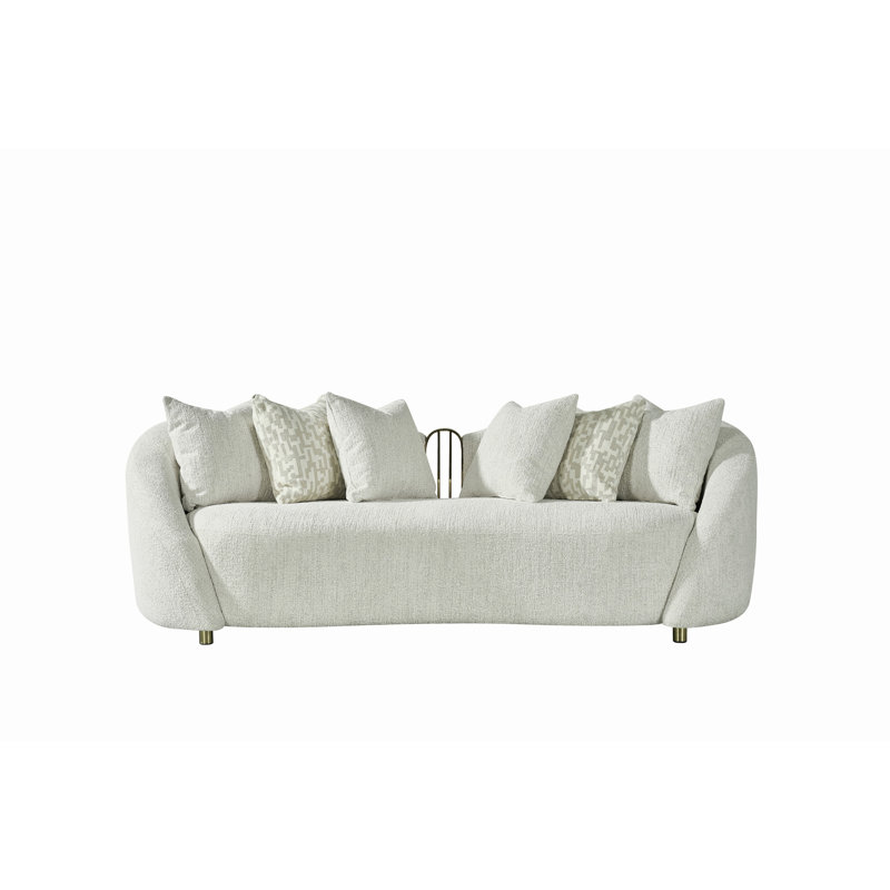Ensemble de canapé et causeuse Agave 2 pièces - Design moderne incurvé, assise profonde, tissu bouclé crème
