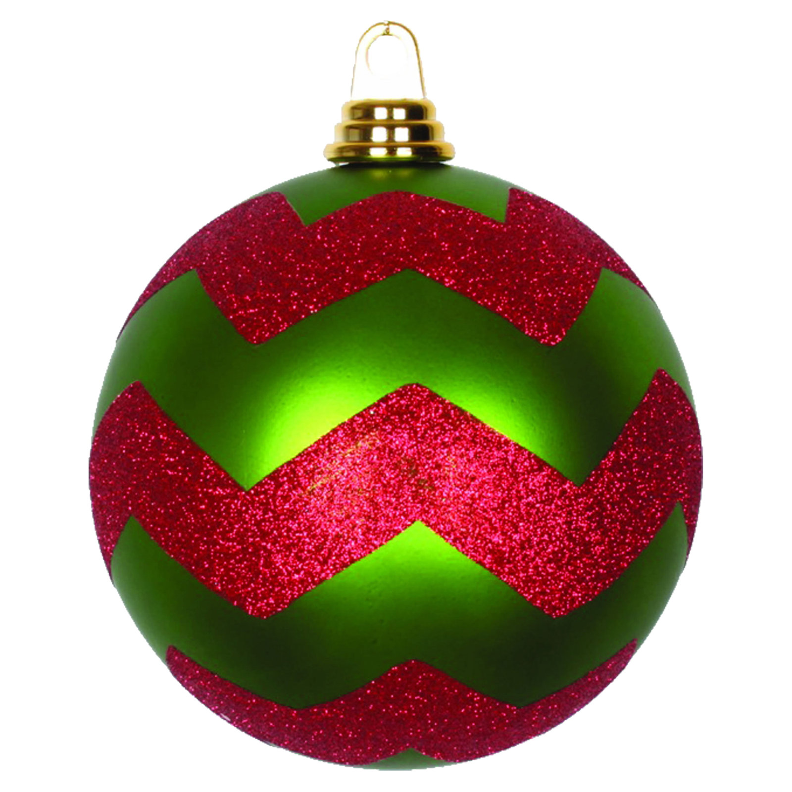 Shatterproof Bauble, Lime Green Matte/Red, 6" H x 6" W x 6" D