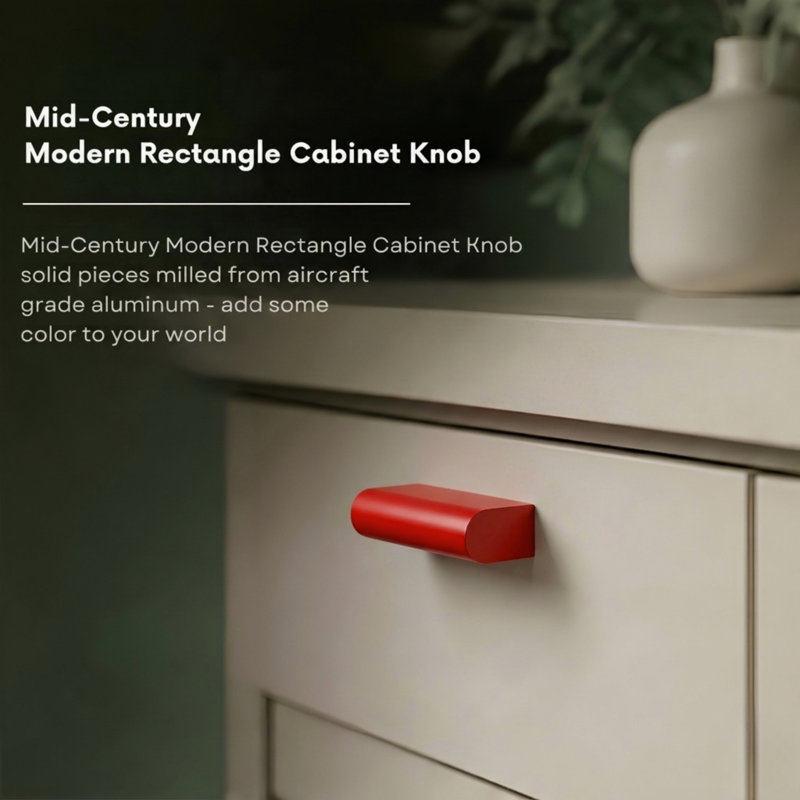 2" Length Geometric Knob, Rose (Red)