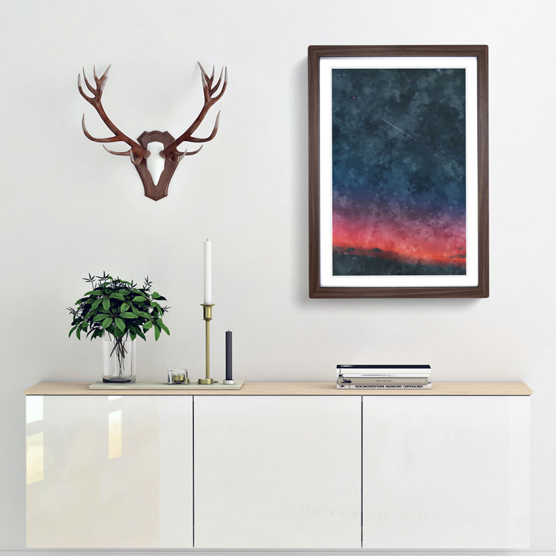 Shooting Star Over Mexico Painting - Framed Print, Walnut Framed, 87cm H x 62cm W x 2cm D