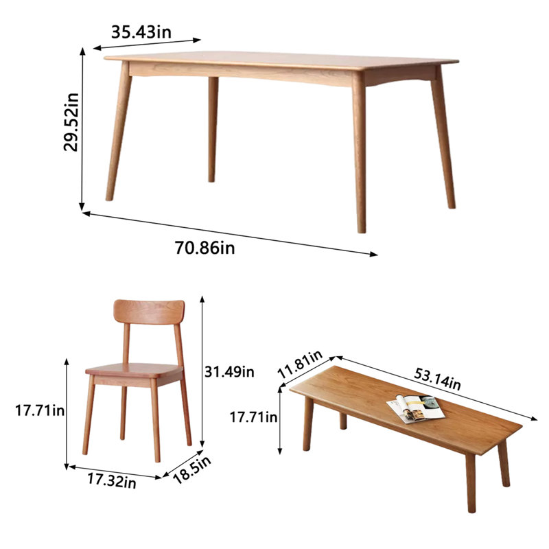 Table rectangulaire en bois massif domestique simple