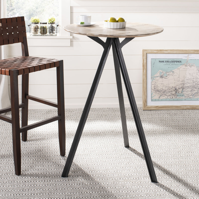 Esmond Round Solid Wood Top Metal Base Dining Table