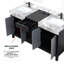 Meuble-lavabo double 60 po X 22 - noir et gris, teinture grattée - comptoir en marbre, robinet en métal, rangement à fermeture en douceur pour salle de bain élégante