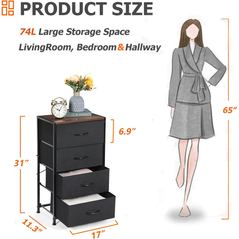 Beckwourth 4 - Drawer Dresser, Black