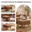 Repose-pieds rembourré de style Mid-Century de 29,7 po de large Havens, repose-pieds en similicuir avec pieds en bois massif, tabouret de table basse pour le salon, la chambre à coucher et le vestibule-2135632863