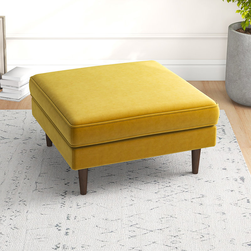 Kylian Velvet Ottoman, Gold