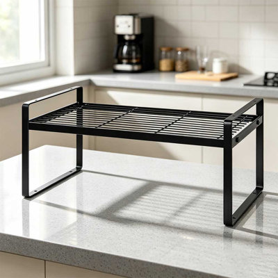 2 Pack Metal Countertop Organizer Shelf, Wide Double-Layer Desktop Storage Stand for Toiletries, Cosmetics, Spices