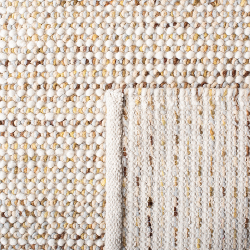 Ivory and Silver Hand-Woven Wool Runner Rug, 2'-3" x 8'