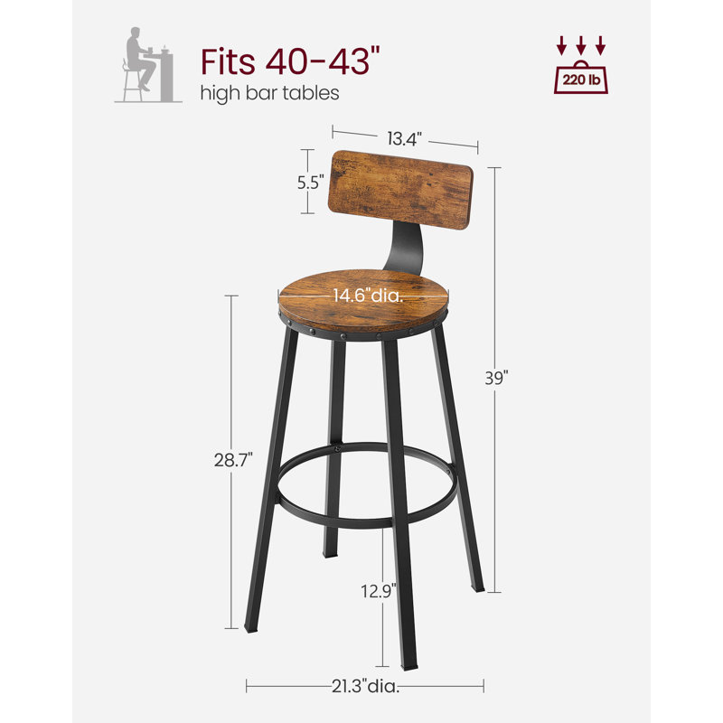 Brookdale Stool, Rustic Brown/Black, Bar Stool (28.7" Seat Height)