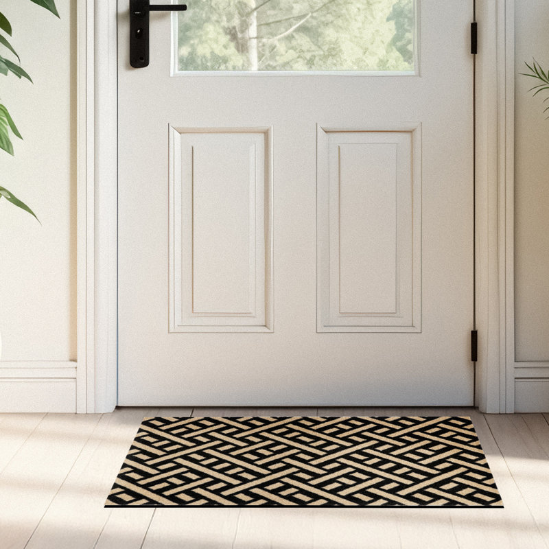 Laver et sécher le tapis lavable à treillis, L 24 po x L 36 po , Noir / blanc