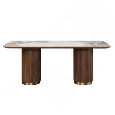 Willene Ceramic Top & Walnut Finish Dining Table