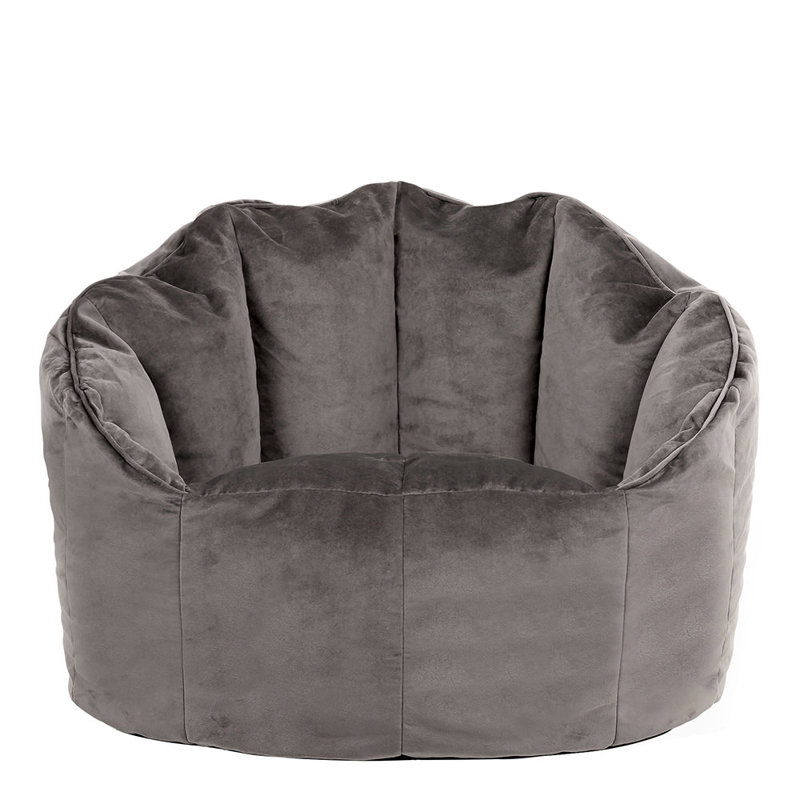 icon Milano Velvet Bean Bag Chair, Charcoal Grey
