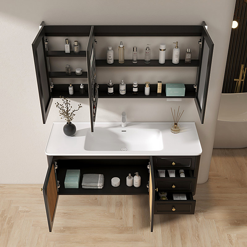 Armoire de salle de bain rétro noire