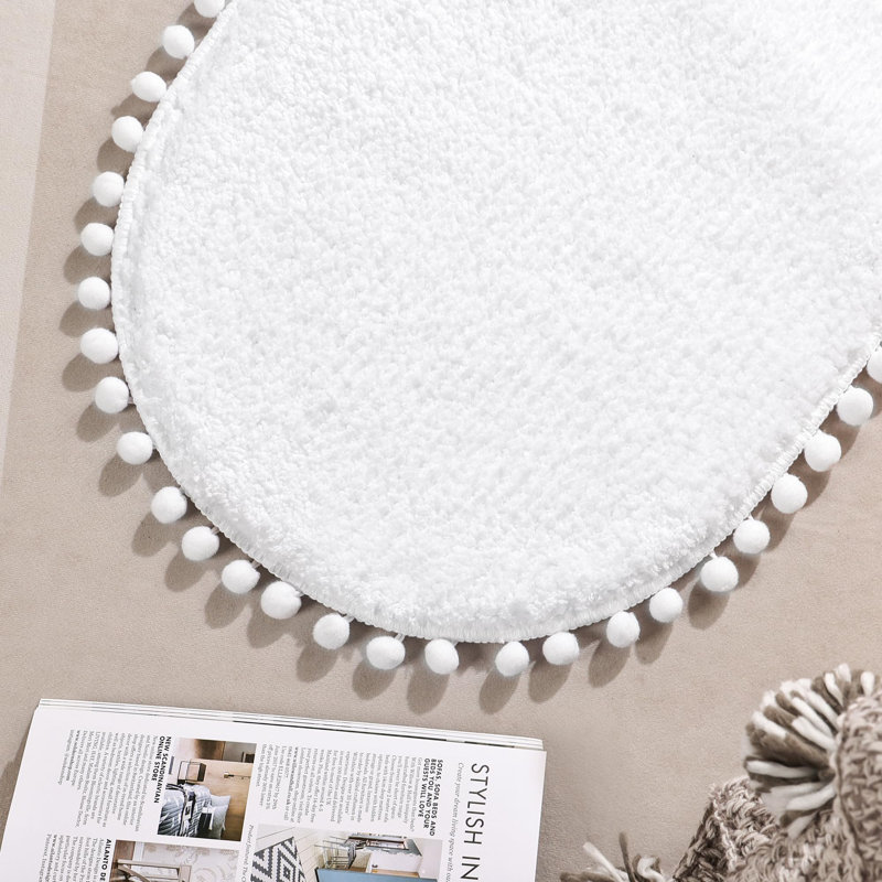 Tapis ovale avec tapis de bain Yyddeo, Simple - L 30 po x l 20 po, Blanc