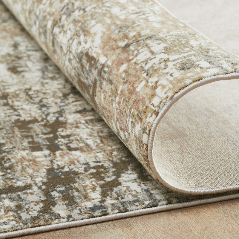 Narooma Sand Ivory Arc Abstract Area Rug, Runner 2'6" x 10'