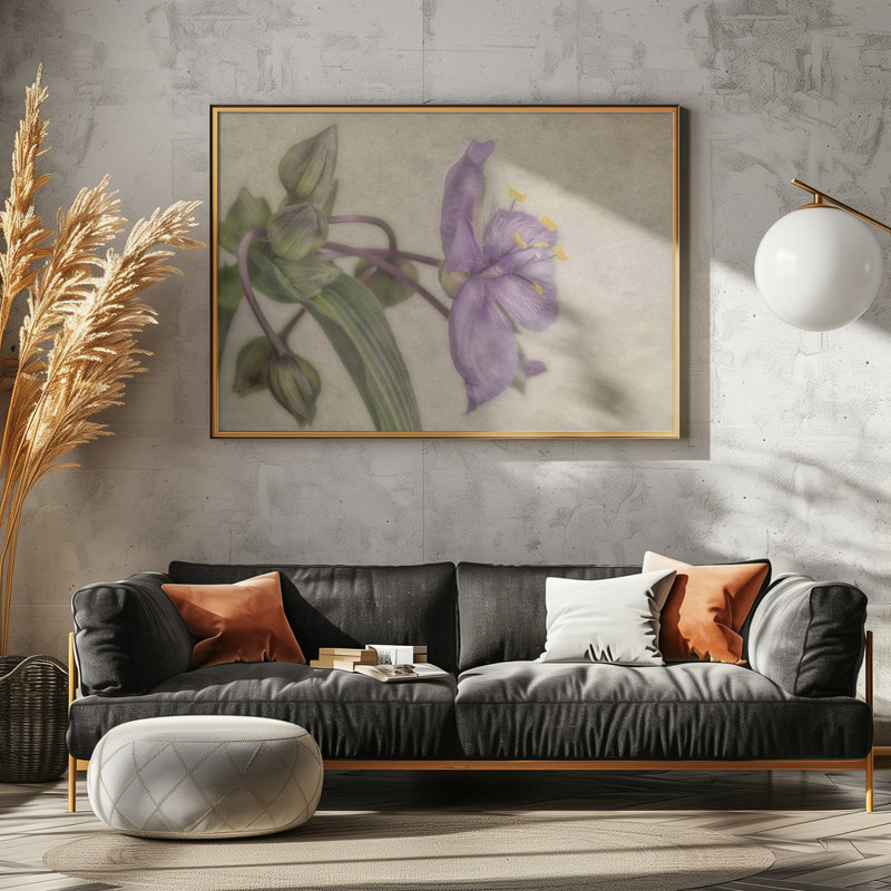 "Mauve fleur", art mural texturé encadré, H 10 po x l 14 po, Or