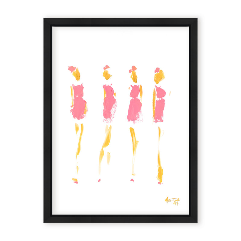 Pop Art & Retro Prim in Pink by  - Picture Frame Painting, 16" H x 12" W x 2.375" D, Framed Canvas, Black