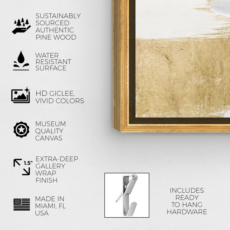 Gold Heaven - Peinture sur toile, Cadre flottant doré, H 40 po x l 40 po