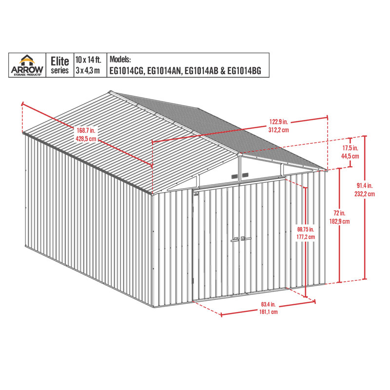 Remise de rangement en acier Elite, 10 x 14, anthracite, Anthracite