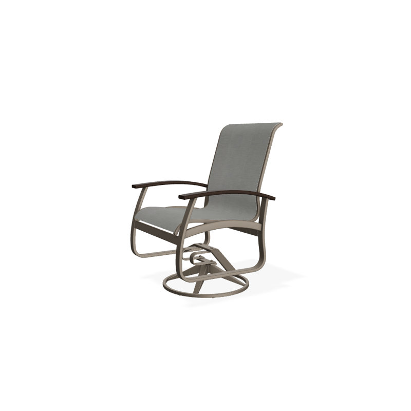 Belle Isle Outdoor Dining Armchair, Kona P10, Gloss White, Alloy Sunbrella®