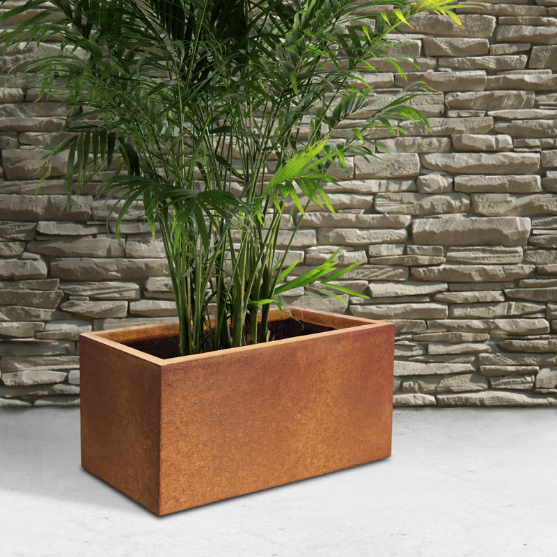 Pot à fleurs en ciment, H 16,1 po x l 31,7 po x P 13 po, Brun