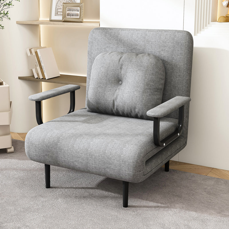 Lit convertible pliant gris avec 5 coussins et 5 coussins, idéal pour les salles familiales, l'espace et le confort