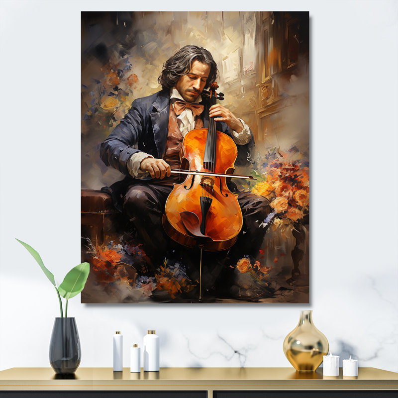 Violon rétro sur toile, Toile tendue, H 20 po x l 12 po x P 1 po