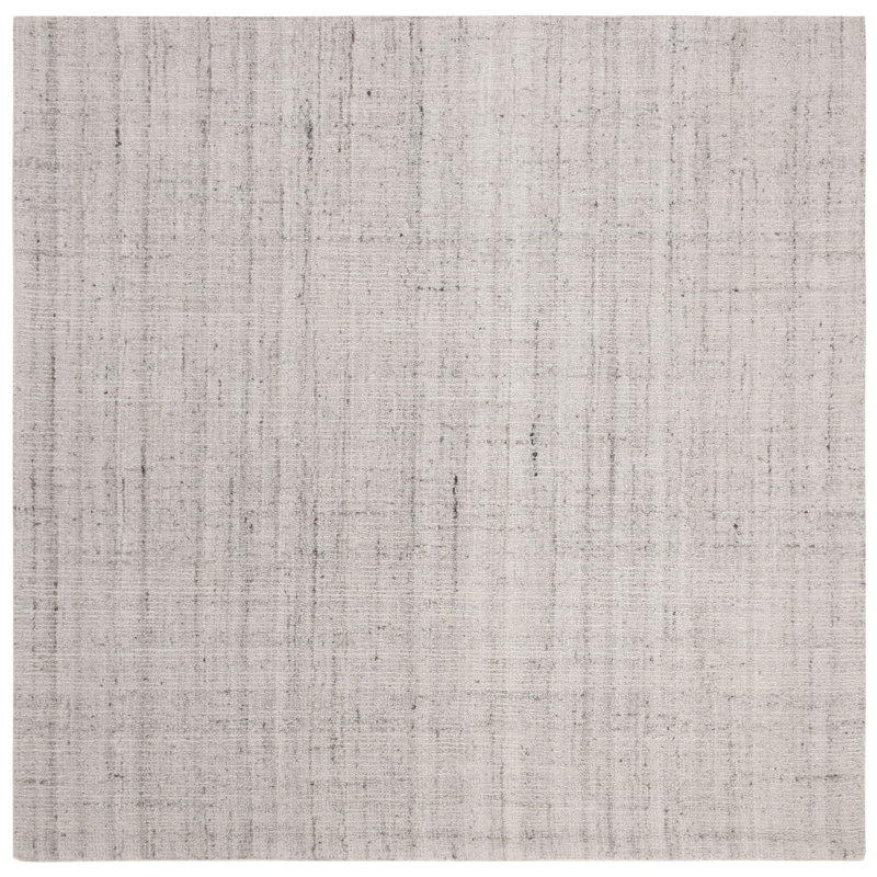 Mcentee Handmade Tufted Light Gray Area Rug, Square 6'