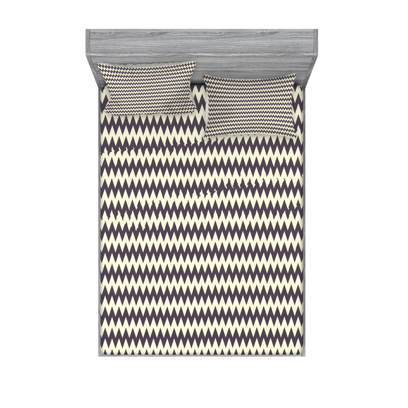 Ensemble de draps à chevrons horizontaux, Ensemble de drap pour grand lit avec drap-housse