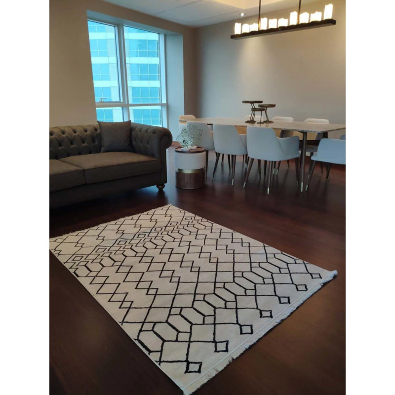 Tapis en coton avec envers antidérapant Lanney, Rectangle 3 pi 11 po x 6 pi 7 po