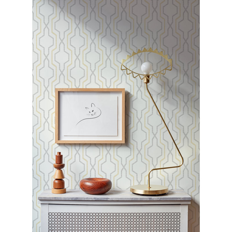 Rouleau de papier peint lisse L 33 pi x l 20,5 po Afan Trellis, Jaune
