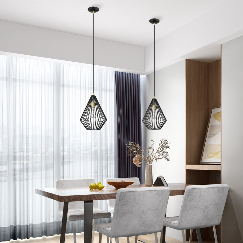 Donivon 1 - Light Pendant, Shiny Black/Polished Brass, Shiny Black