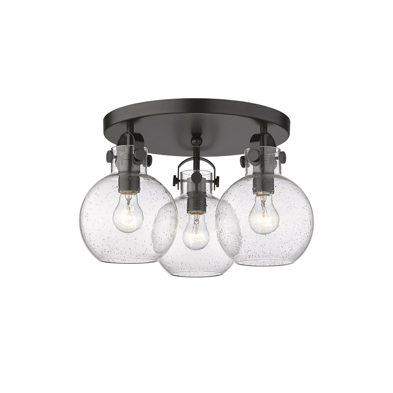 Slocomb Glass Semi Flush Mount, Seedy, Matte Black