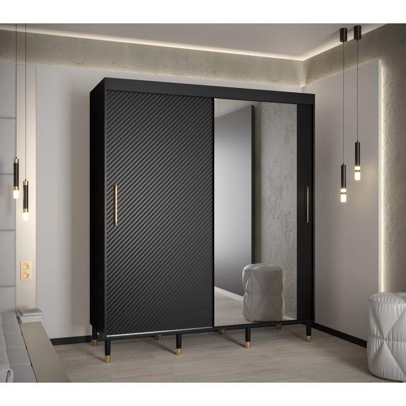 Larresha 2 Door Manufactured Wood Wardrobe, Black, 208" H x 180" W x 62" D