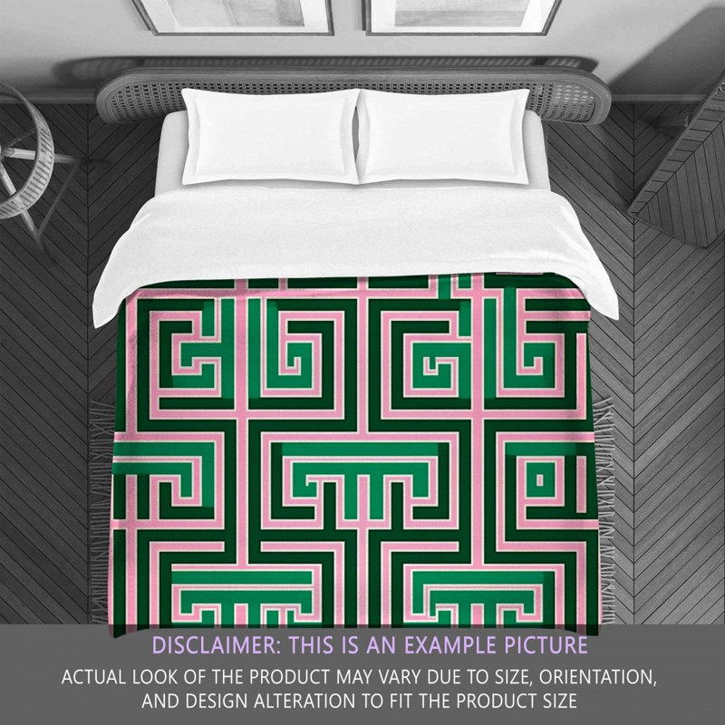 Polyester Comforter, King Comforter, Green/Pink Geometric