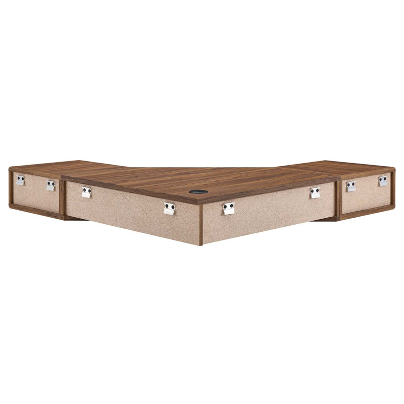 Mid-Century 47" Walnut Wall-Mounted Office Desk with Drawers