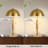 24 in 2-Light Modern Metal Plug-in Table Lamp with Double Pull Chain Marble Base and Dome Shade