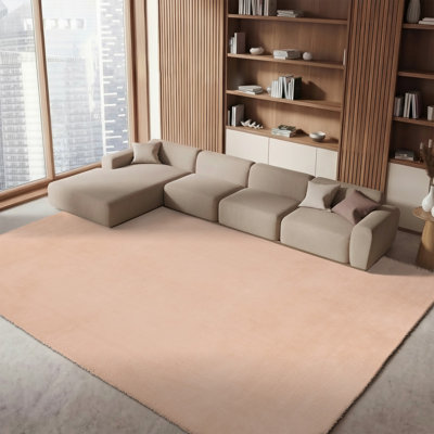 Machine Washable Performance Faux Rabbit Fur Solid Color Area Rug